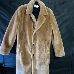 London Fog Tan Faux Fur Trench Coat